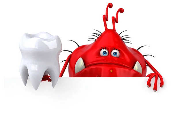 Fun cartoon character with tooth — Stock Photo, Image