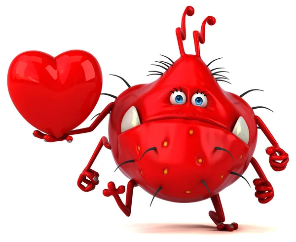 Funny cartoon character with heart — Stock Photo, Image