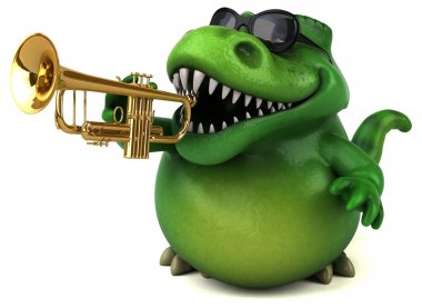 çizgi film karakteri ile müzik enstrümanı 