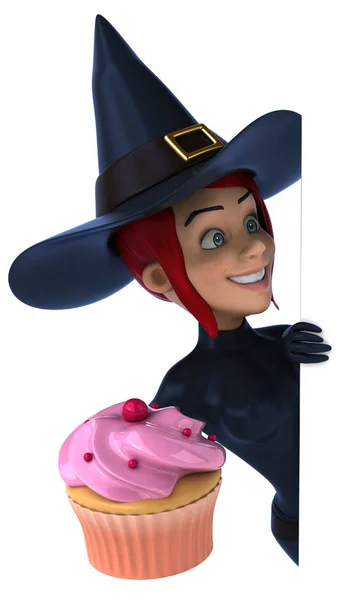 Personagem de desenho animado com cupcake — Fotografia de Stock