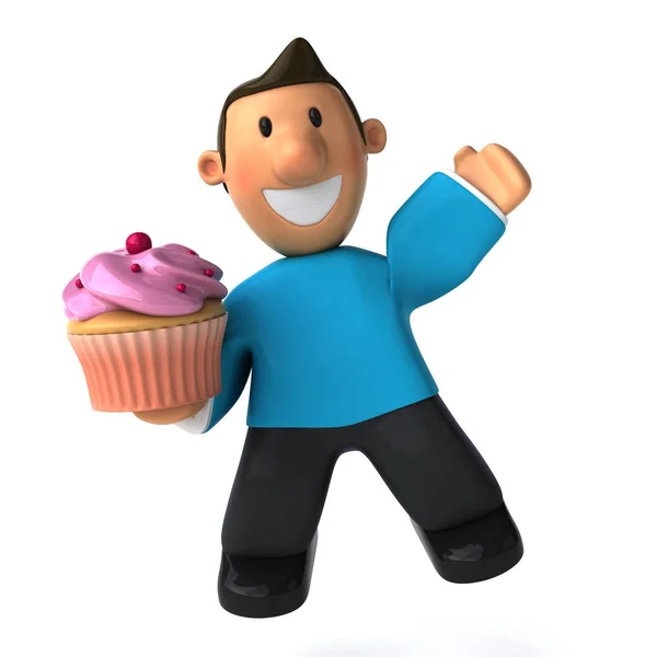 Χαρακτήρα κινουμένων σχεδίων με cupcake — Φωτογραφία Αρχείου