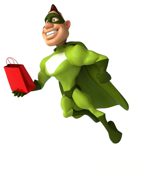 Superhero holding bag — Stock Photo, Image