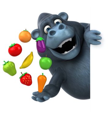 çizgi film karakteri meyve ve sebze ile