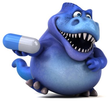 Komik karikatür karakter holding hap  