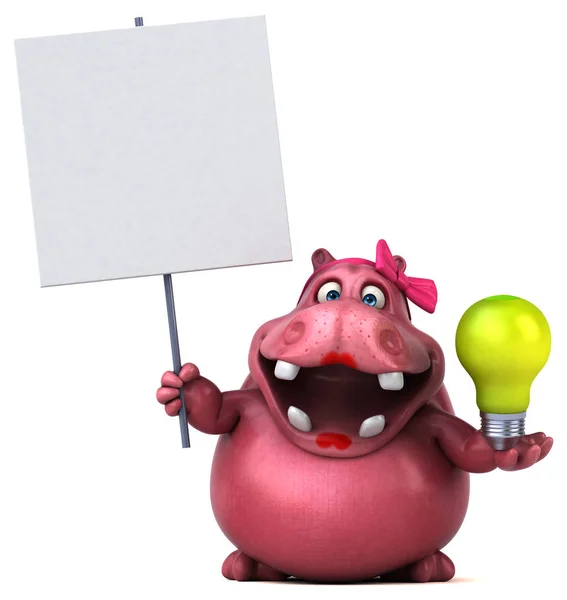 Personagem de desenho animado com lâmpada — Fotografia de Stock
