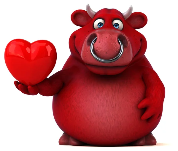 Funny cartoon character with heart — Stock Photo, Image