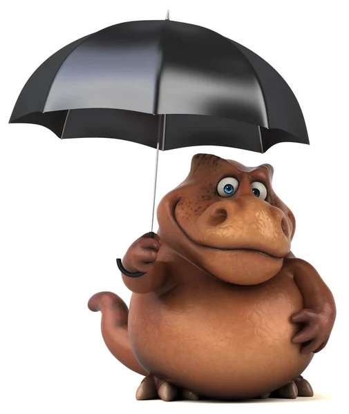 Komik karikatür karakter holding şemsiye — Stok fotoğraf