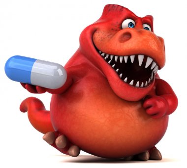 Komik karikatür karakter holding hap  