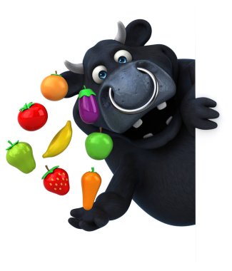 çizgi film karakteri meyve ve sebze ile