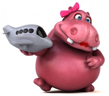 Uçak ile eğlenceli çizgi film karakteri 