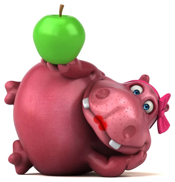 Cartoon character with apple — Stock Photo, Image