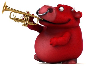 çizgi film karakteri ile müzik enstrümanı 