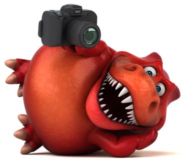 Komik çizgi film karakteri ile fotoğraf makinesi   