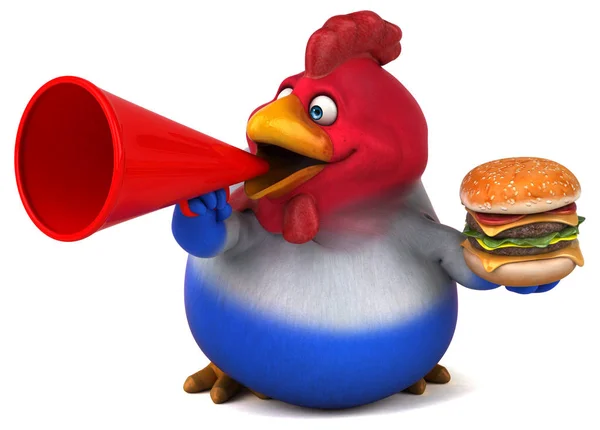 Cartoon character with hamburger — Stock Photo, Image