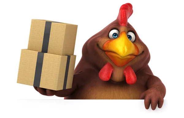 Cartoon character with boxes — Stock Photo, Image