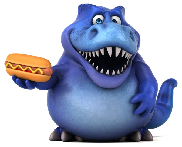 Personagem engraçado dos desenhos animados com hotdog — Fotografia de Stock
