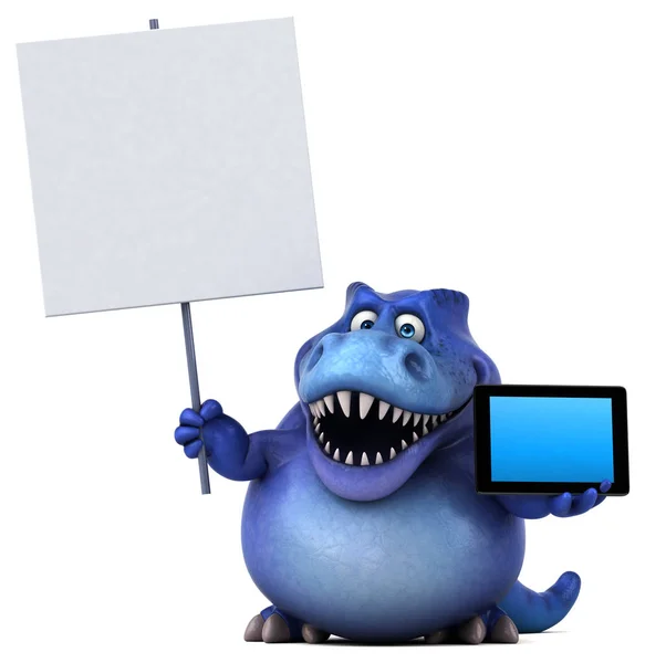Funny cartoon character with table — Stock Photo, Image