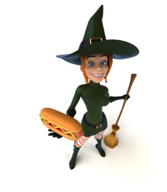 Seksi cadı holding hotdog 