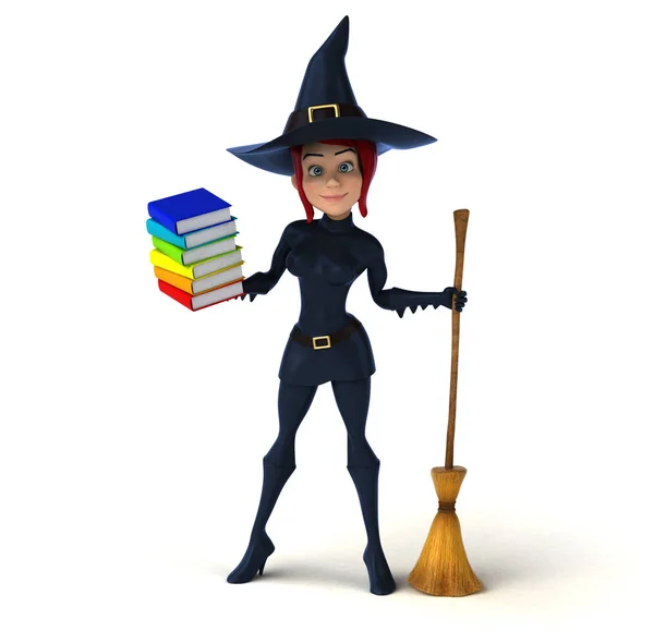 Sexy witch holding books — Stock Photo, Image