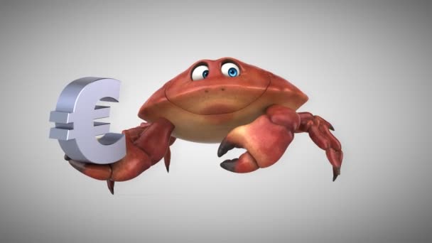 Crab holding euro — Stock Video