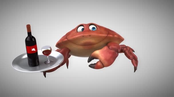 Cartoon character with wine — Stock Video