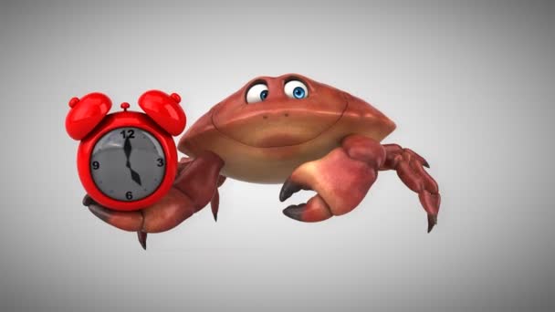 Funny crab with clock — Stock Video