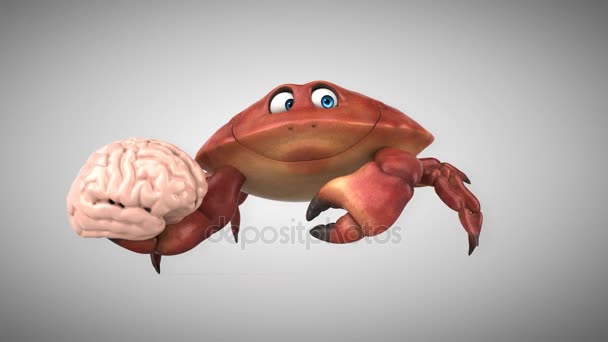 Мультяшный персонаж с мозгом — стоковое видео