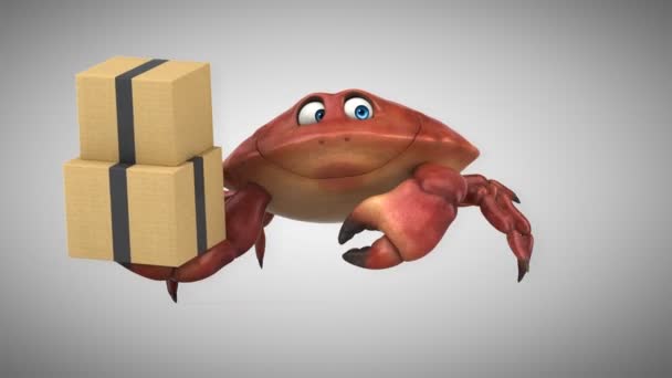 Personaje de dibujos animados con cajas — Vídeos de Stock