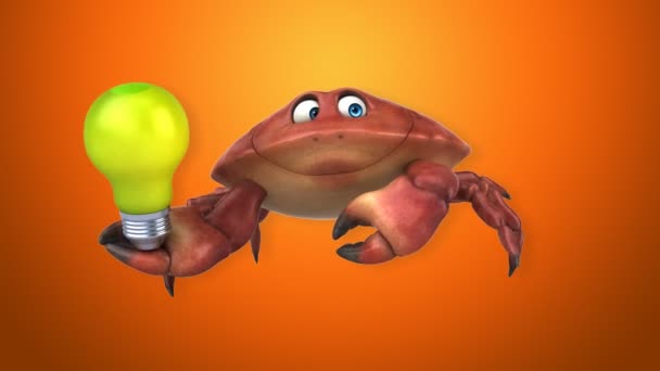 Cartoon character with light bulb — Stock Video
