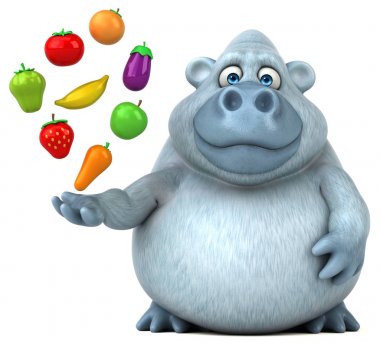 çizgi film karakteri meyve ve sebze ile