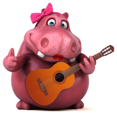 çizgi film karakteri ile müzik enstrümanı  