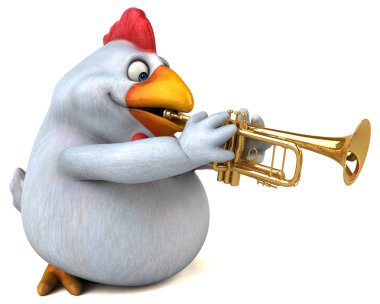 çizgi film karakteri ile müzik enstrümanı  