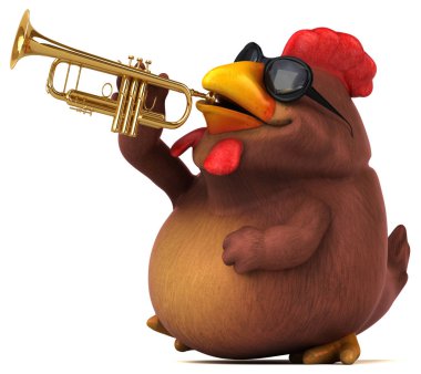 çizgi film karakteri ile müzik enstrümanı  