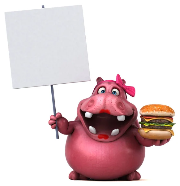 Cartoon character with hamburger — Stock Photo, Image