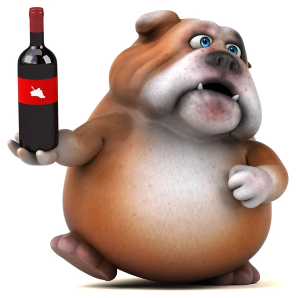 Personagem de desenho animado com vinho — Fotografia de Stock