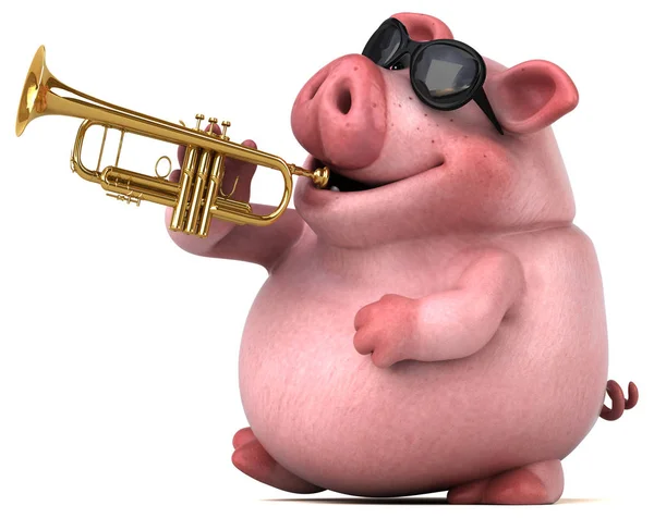 Cartoon character with music instrument — Stock Photo, Image