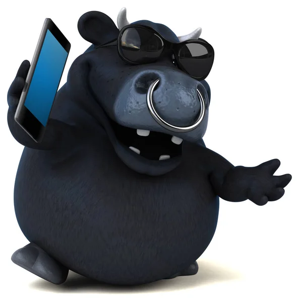 Personagem de desenho animado com telefone — Fotografia de Stock
