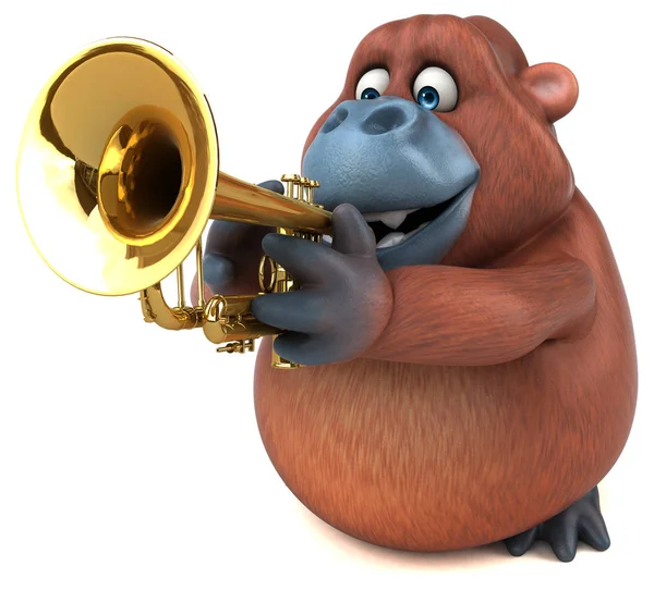 Cartoon character with music instrument — Stock Photo, Image