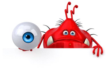 çizgi film karakteri holding göz 