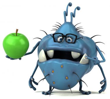  çizgi film karakteri holding elma 