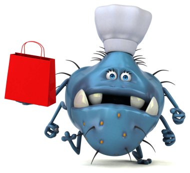 çizgi film karakteri ile alışveriş çantası   