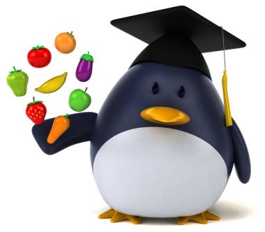 meyve ve sebze tutan çizgi film karakteri