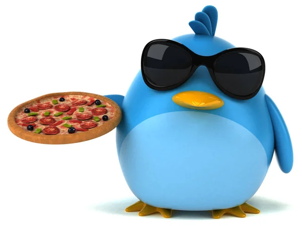 Seriefiguren holding pizza — Stockfoto