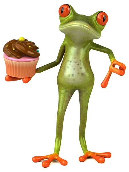 Personagem de desenho animado segurando cupcake — Fotografia de Stock