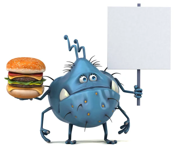 Cartoon karakter bedrijf hamburger — Stockfoto