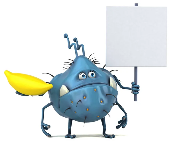 Funny cartoon character with banana — Stock Photo, Image