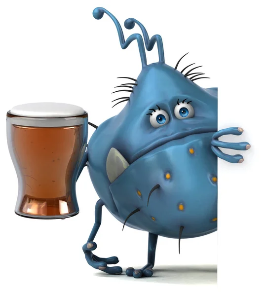 Zeichentrickfigur mit Bier — Stockfoto