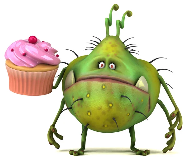 Stripfiguur holding cupcake — Stockfoto