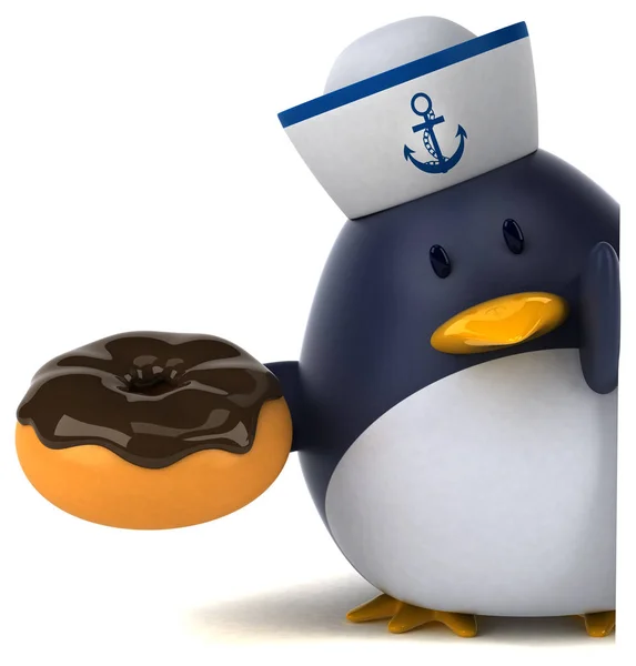 Cartoon character holding donut — Stock Photo, Image