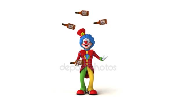 Clown jongler avec des bouteilles — Video